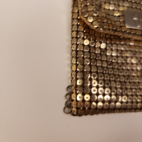 Vintage Whiting & Davis Goldtone Mesh Rosary Pouch Bag Coin Change Purse - Picture 4 of 9